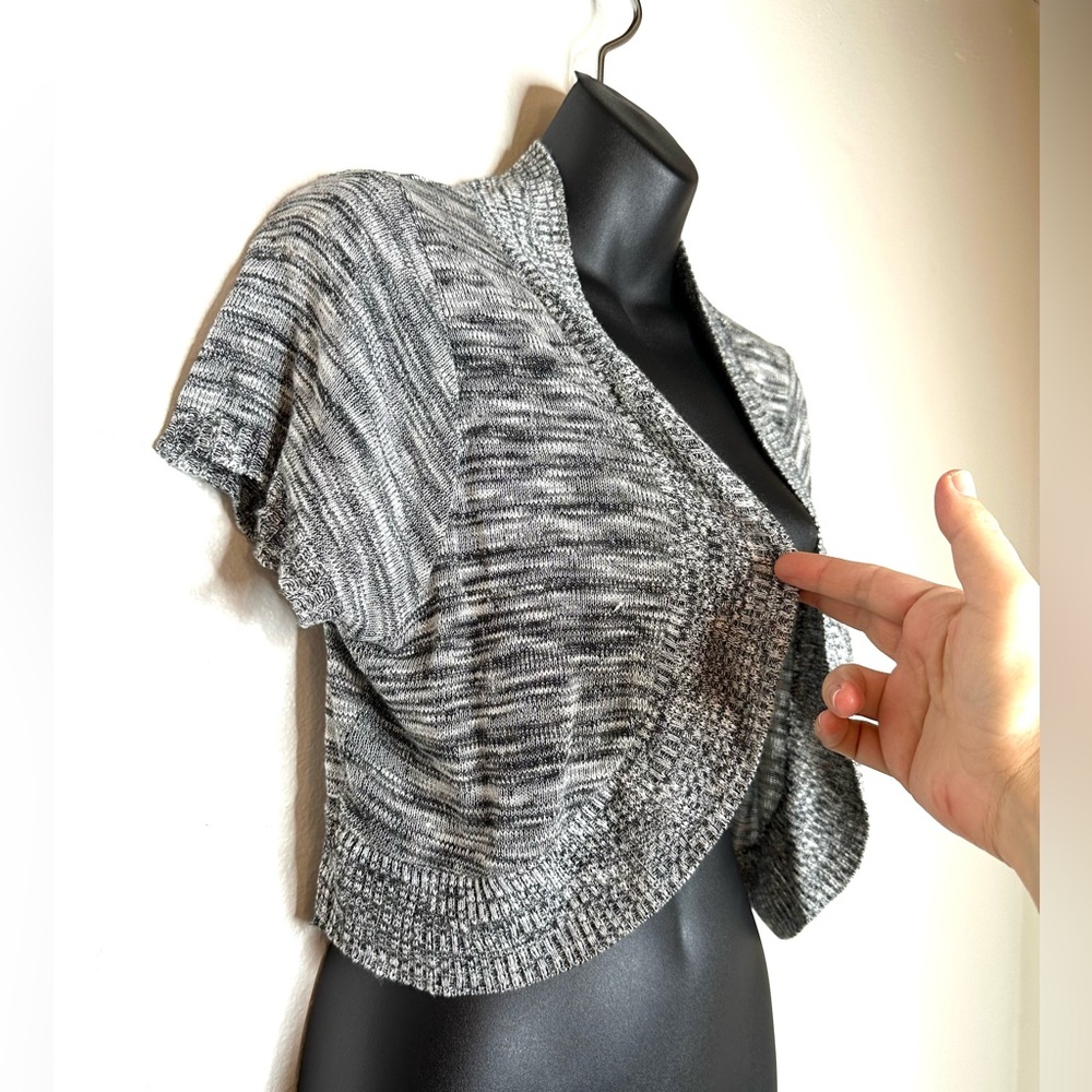 VTG Y2K Dots Women's Knit Shrug 2X Gray Bolero Cropped 90's Made in USA
